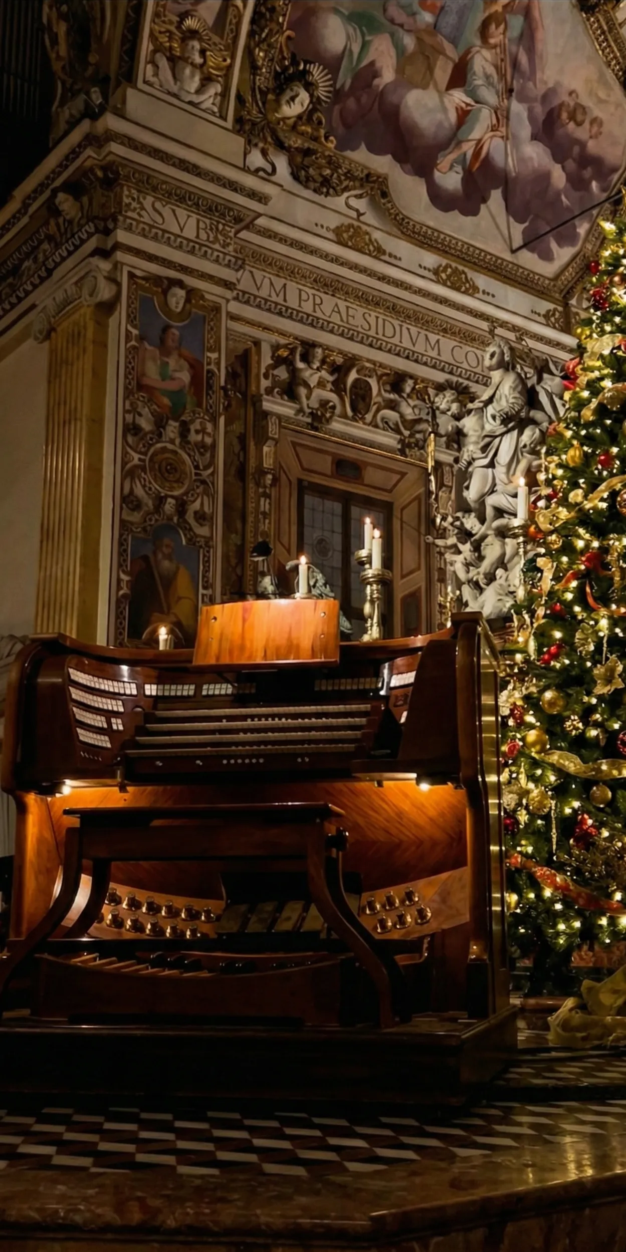 Church interior with warm lighting